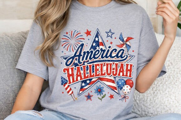 America Hallelujah Patriotic Christian Png for T-Shirt Designs