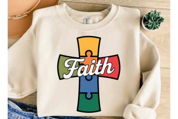 Autism Faith Cross PNG for T-Shirt Designs