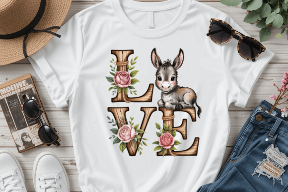 Bible Theme Rustic Love Donkey PNG for T-Shirt Designs