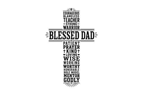 Blessed Dad Cross Words T-Shirt Designs