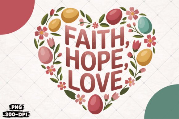 Faith Hope Love Easter Heart Sublimation T-Shirt Designs