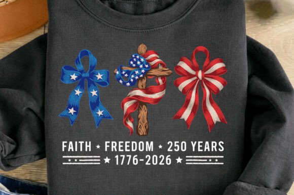 Faux Yarn Faith Freedom 250 Years Png for T-Shirt Designs