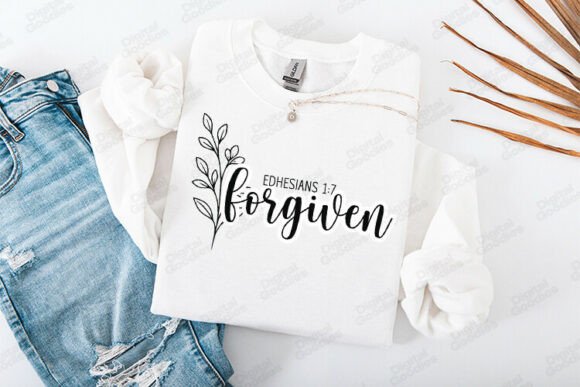 Forgiven Floral Faith Typography T-Shirt Designs