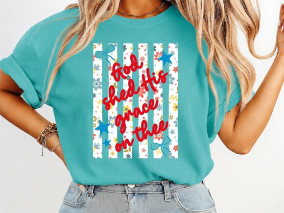Grace on Thee Patriotic Floral T-Shirt