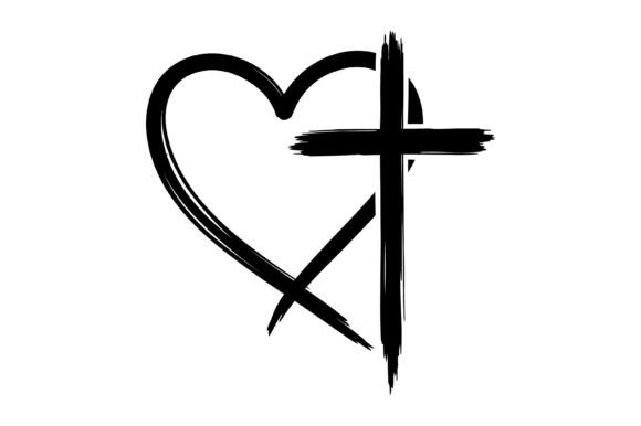 Heart and Cross Brush Symbol for T-Shirt Designs