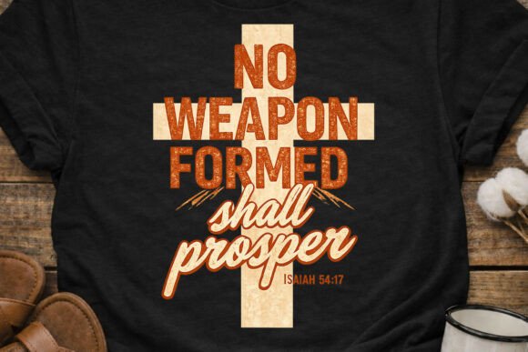 No Weapon Shall Prosper Faith PNG for T-Shirt Designs