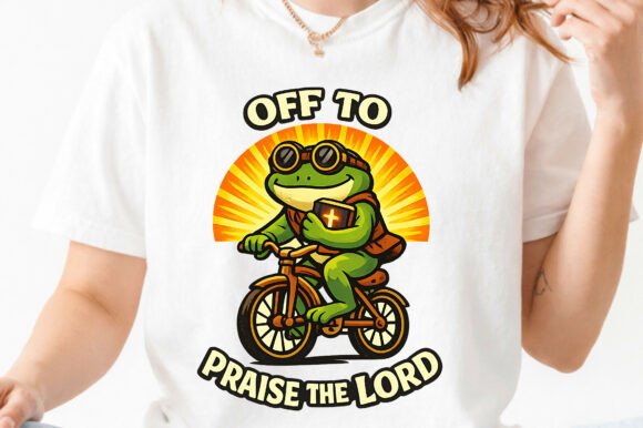 Off to Praise the Lord Cute Frog PNG