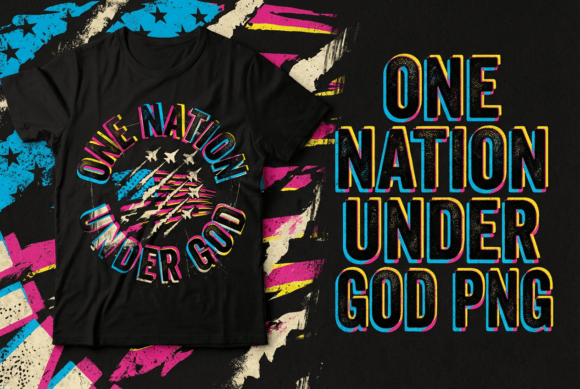 One Nation Under God Patriotic Retro T-Shirt Designs