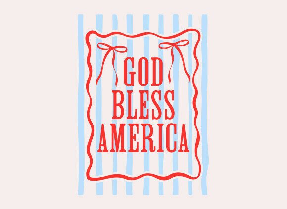 Preppy God Bless America PNG for T-Shirt Designs