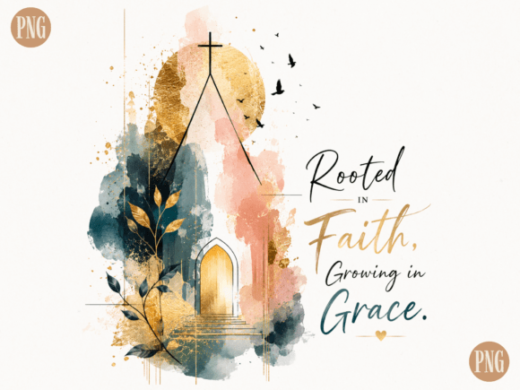 Rooted in Faith Growing in Grace PNG C for T-Shirt Designs
