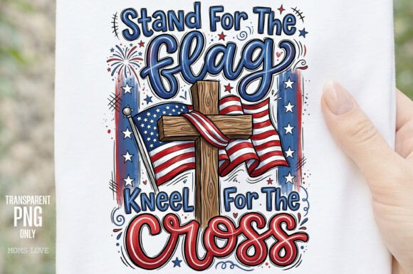 Stand for the Flag Cross Sublimation PNG for T-Shirt Designs
